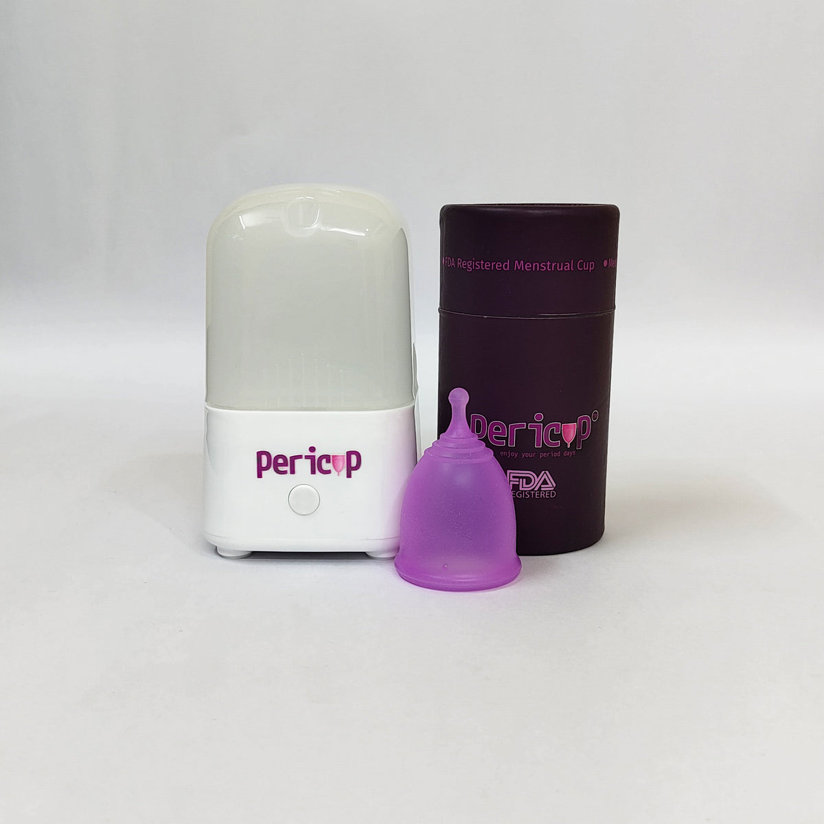 Pericup electric steam sterilizer combo with menstrual cup and paper packaging box